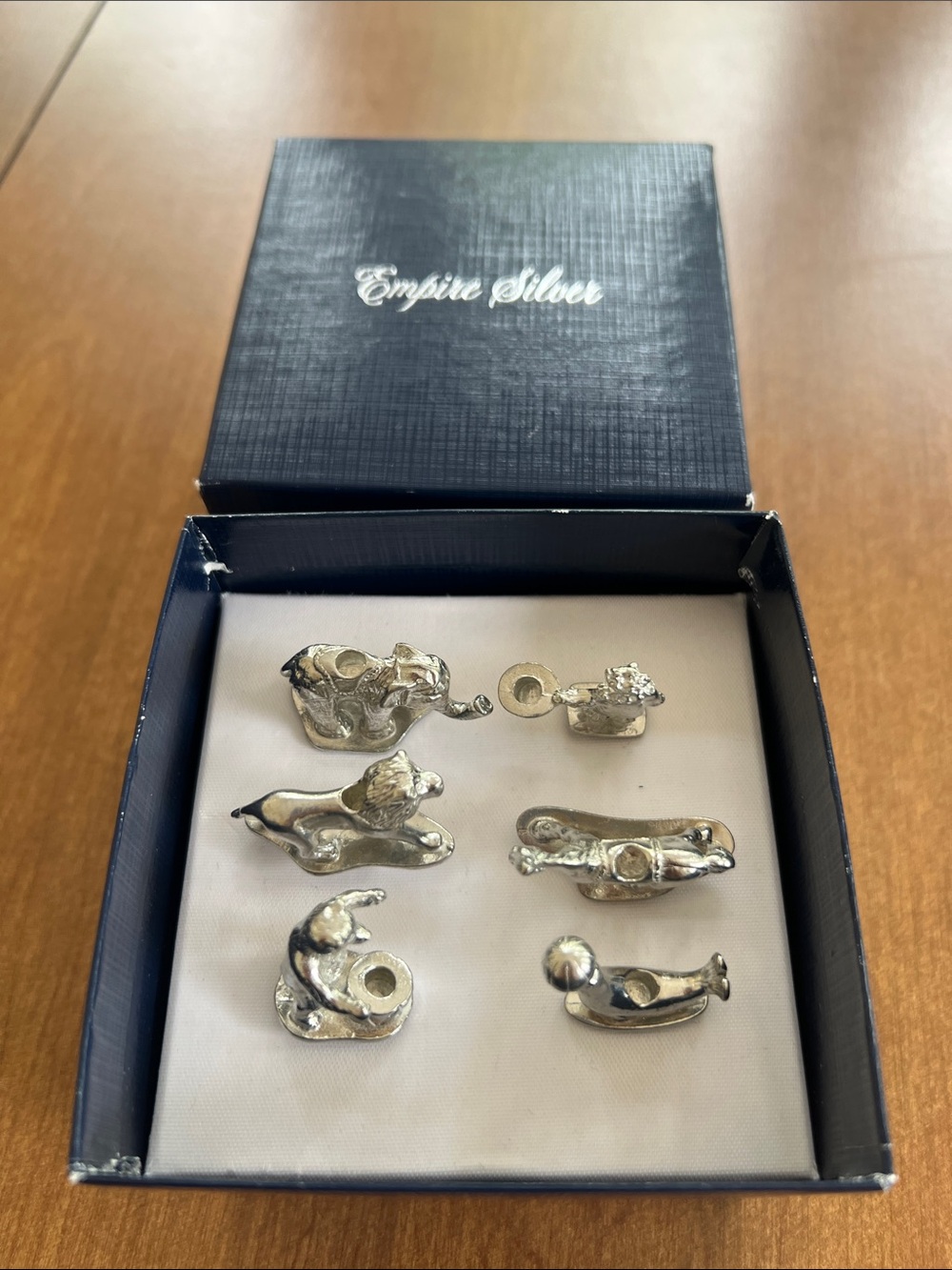 Empire Silver Cake Candle Holders - Set of 6 Cirus Theme NEW in box